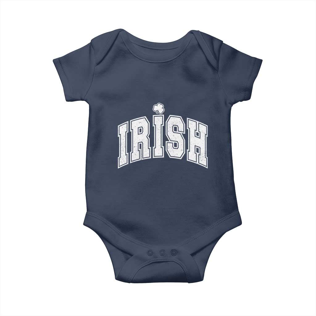 Funny Irish St Patricks Day Distressed Shamrock Ireland Pride Baby Onesie TS11 Navy Print Your Wear