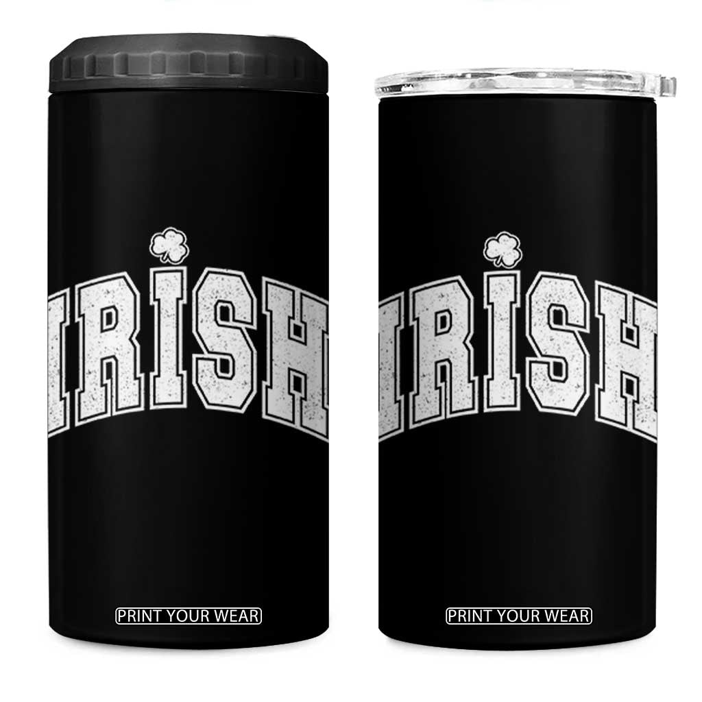 Funny Irish St Patricks Day Distressed Shamrock Ireland Pride 4 in 1 Can Cooler Tumbler TS11 One Size: 16 oz Black Print Your Wear