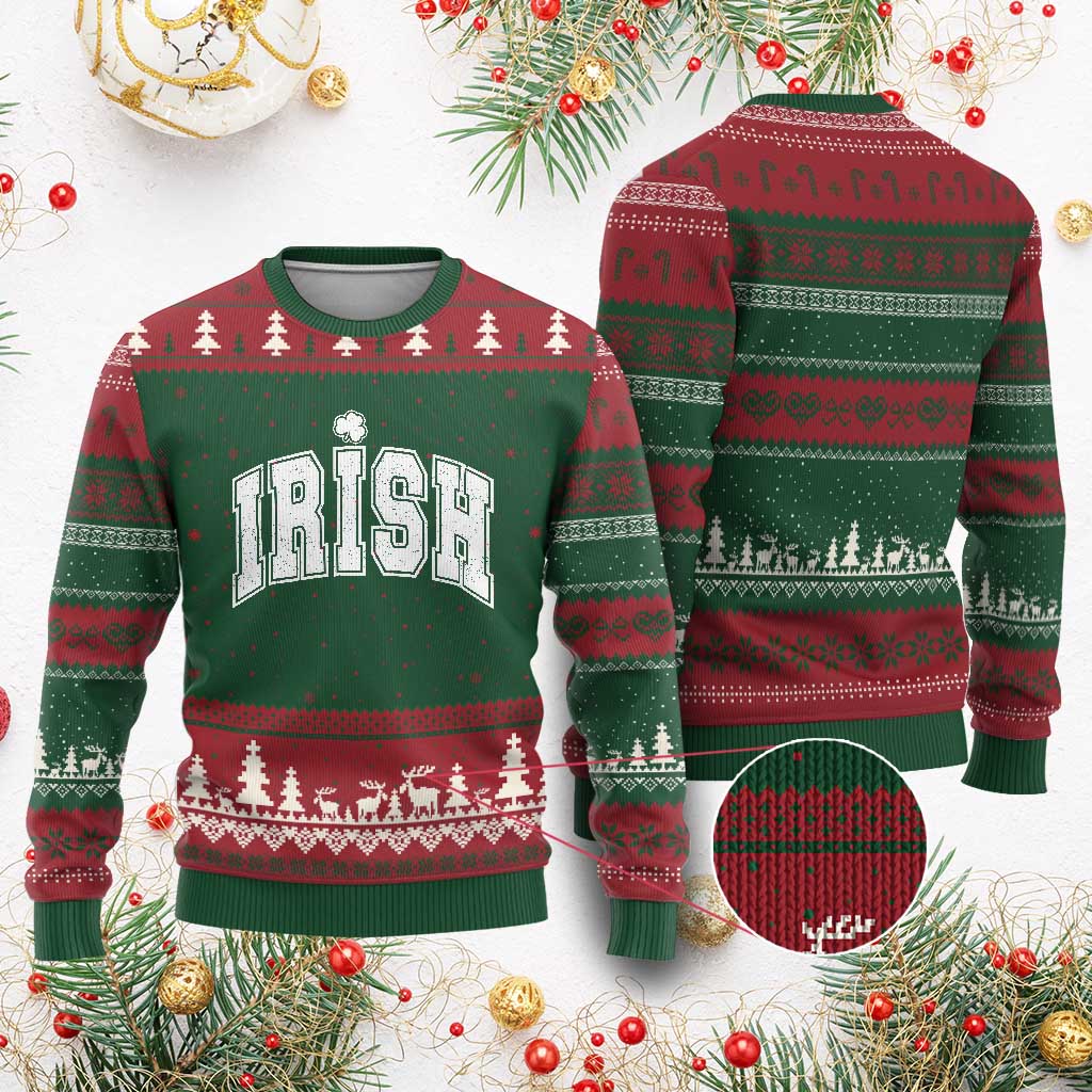 Funny Irish St Patricks Day Distressed Shamrock Ireland Pride Ugly Christmas Sweater TS11 Red Green Print Your Wear