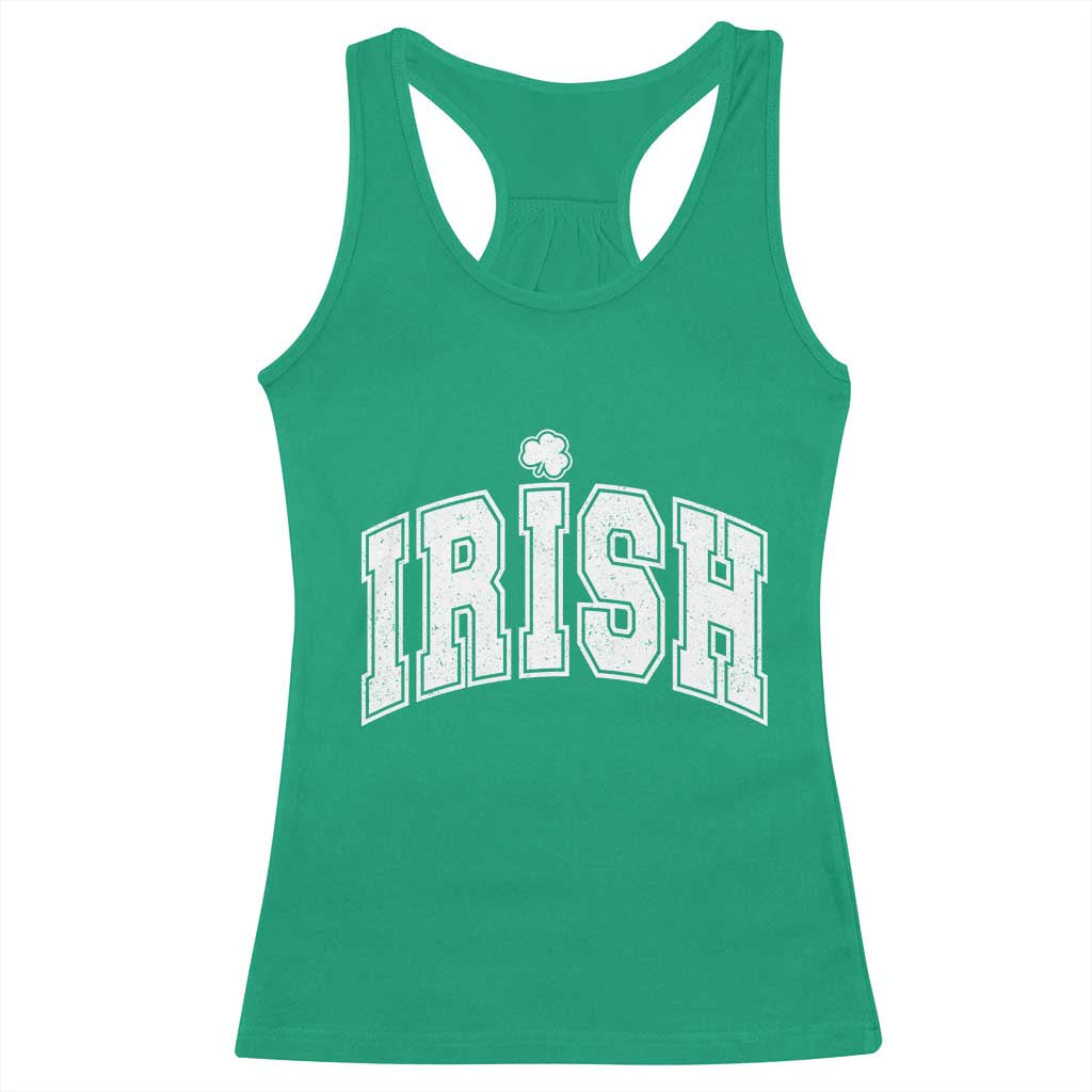 Funny Irish St Patricks Day Distressed Shamrock Ireland Pride Racerback Tank Top TS11 Irish Green Print Your Wear
