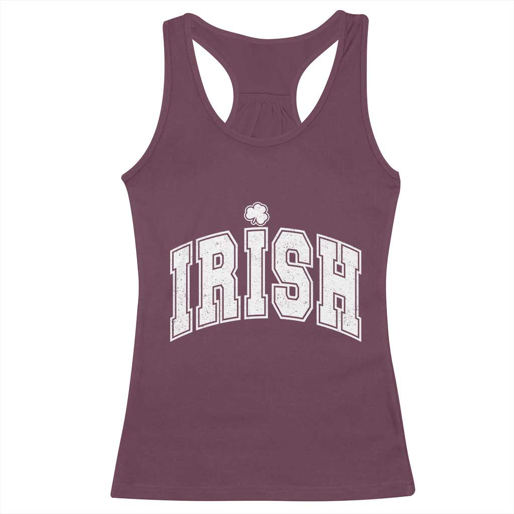 Funny Irish St Patricks Day Distressed Shamrock Ireland Pride Racerback Tank Top TS11 Maroon Print Your Wear