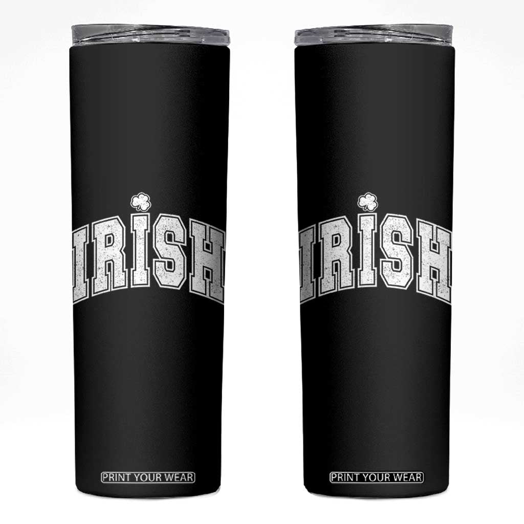 Funny Irish St Patricks Day Distressed Shamrock Ireland Pride Skinny Tumbler TS11 Black Print Your Wear
