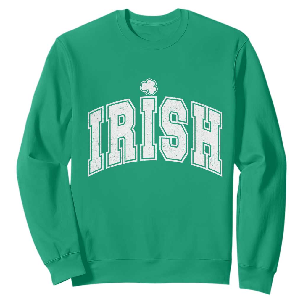 Funny Irish St Patricks Day Distressed Shamrock Ireland Pride Sweatshirt TS11 Irish Green Print Your Wear