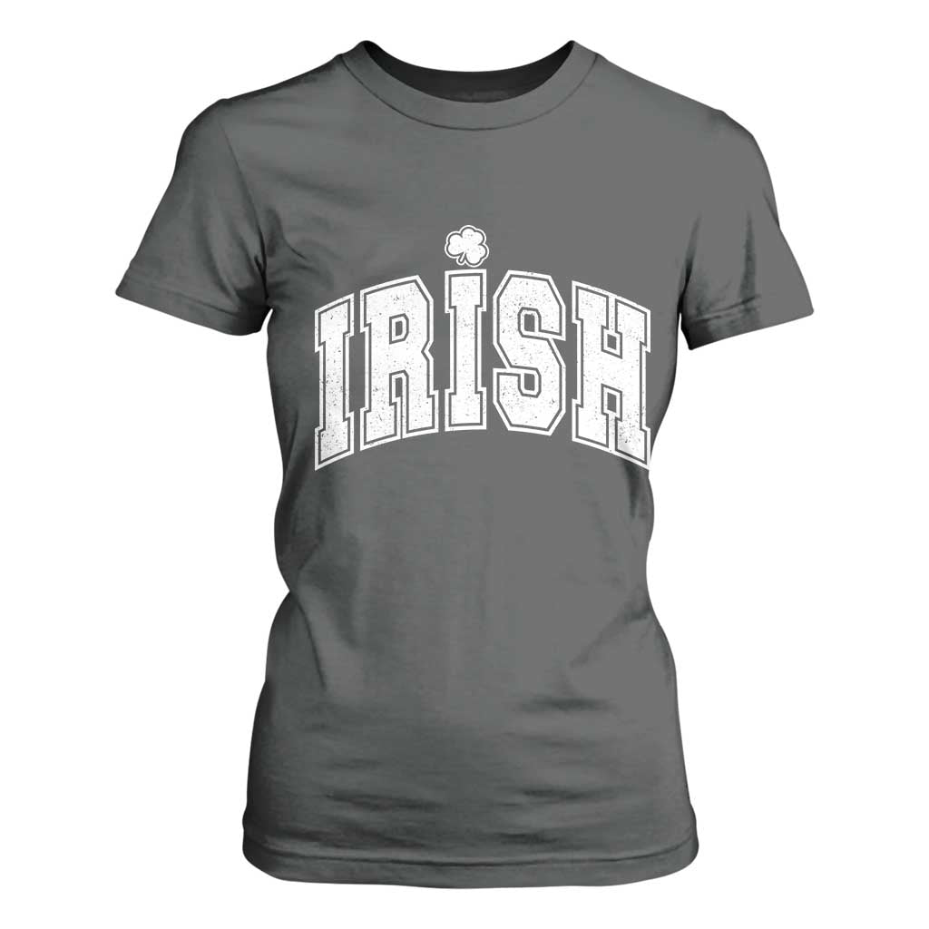 Funny Irish St Patricks Day Distressed Shamrock Ireland Pride T Shirt For Women TS11 Dark Heather Print Your Wear