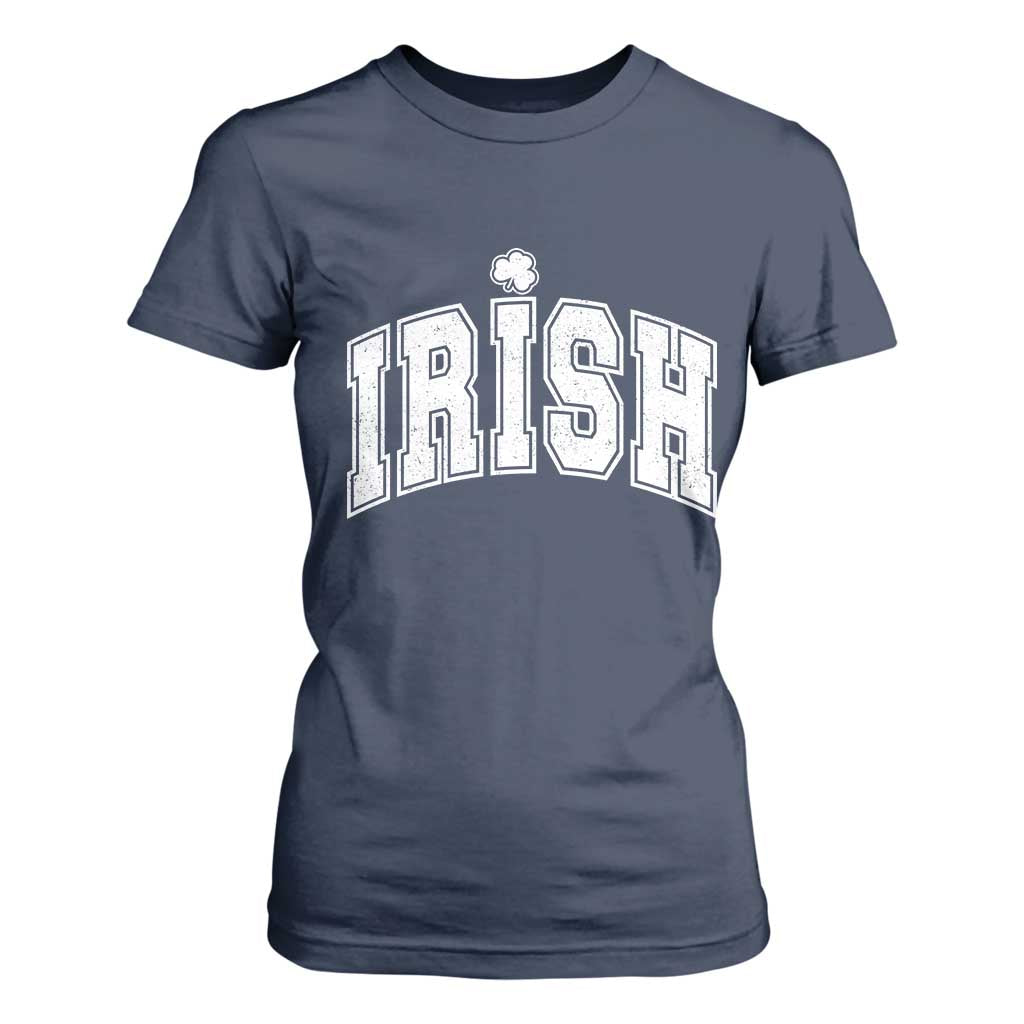 Funny Irish St Patricks Day Distressed Shamrock Ireland Pride T Shirt For Women TS11 Navy Print Your Wear