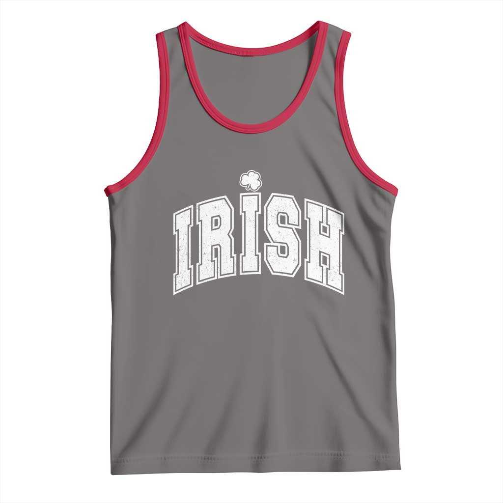 Funny Irish St Patricks Day Distressed Shamrock Ireland Pride Tank Top TS11 Deep Heather Red Print Your Wear