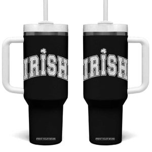 Funny Irish St Patricks Day Distressed Shamrock Ireland Pride Tumbler With Handle TS11 One Size: 40 oz Black Print Your Wear