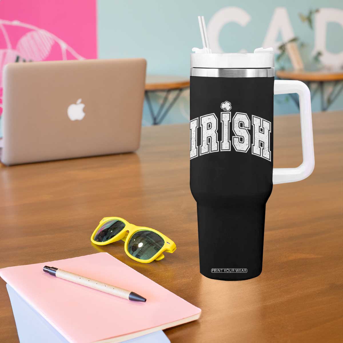 Funny Irish St Patricks Day Distressed Shamrock Ireland Pride Tumbler With Handle TS11 Print Your Wear