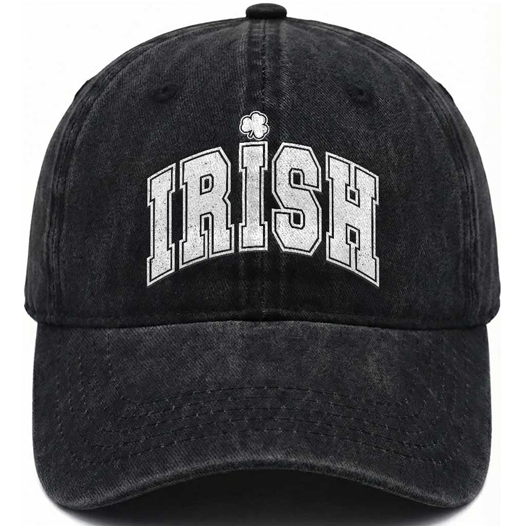 Funny Irish St Patricks Day Distressed Shamrock Ireland Pride Washed Cotton Baseball Cap TS11 Print Your Wear