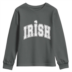 Funny Irish St Patricks Day Distressed Shamrock Ireland Pride Youth Sweatshirt TS11 Dark Heather Print Your Wear