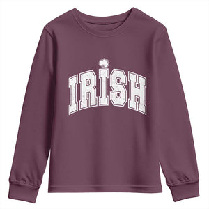 Funny Irish St Patricks Day Distressed Shamrock Ireland Pride Youth Sweatshirt TS11 Maroon Print Your Wear