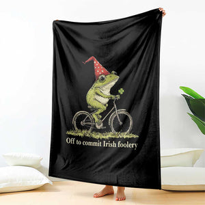 Funny Frog St Patricks Day Throw Blanket Off To Commit Irish Foolery Four Leaf Clover TS11 Print Your Wear