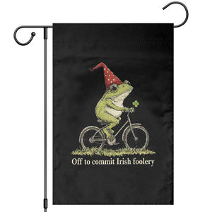Funny Frog St Patricks Day Garden Flag Off To Commit Irish Foolery Four Leaf Clover TS11 Black Print Your Wear