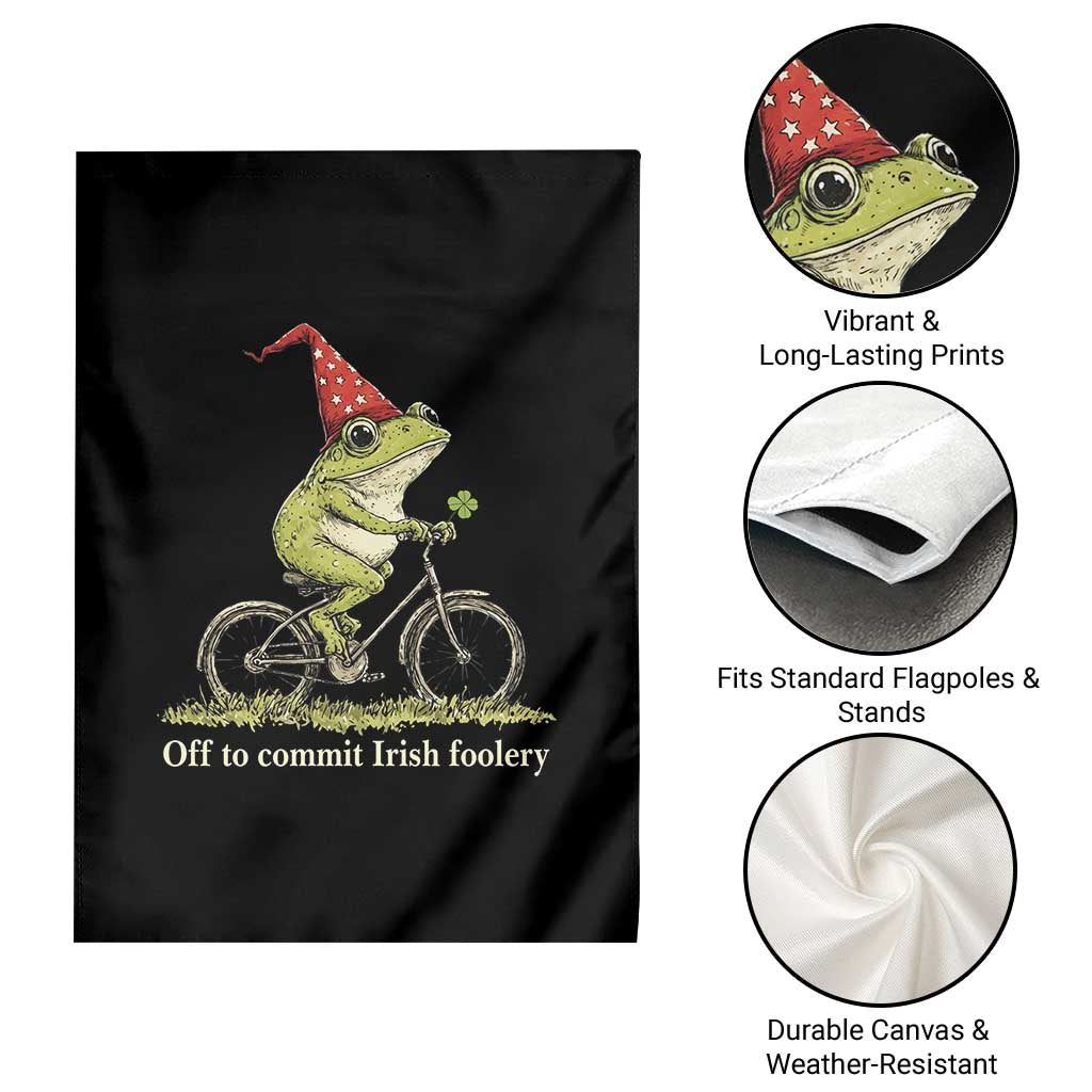 Funny Frog St Patricks Day Garden Flag Off To Commit Irish Foolery Four Leaf Clover TS11 Print Your Wear