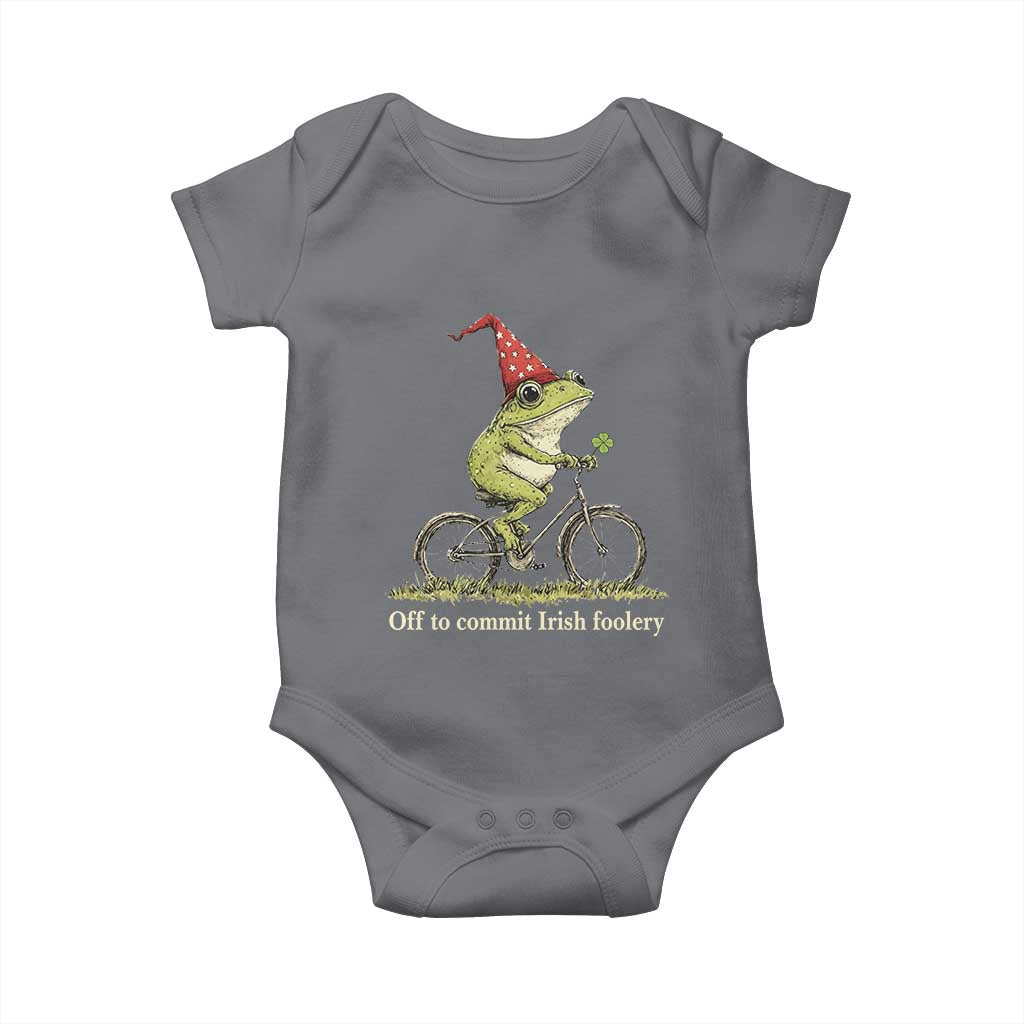 Funny Frog St Patricks Day Baby Onesie Off To Commit Irish Foolery Four Leaf Clover TS11 Charcoal Print Your Wear