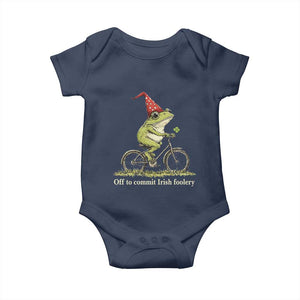 Funny Frog St Patricks Day Baby Onesie Off To Commit Irish Foolery Four Leaf Clover TS11 Navy Print Your Wear