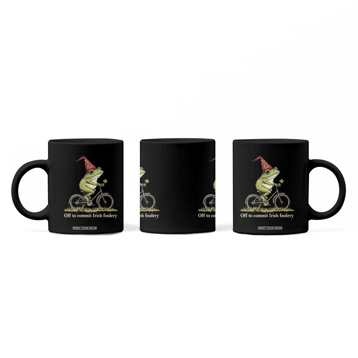 Funny Frog St Patricks Day Coffee Mug Off To Commit Irish Foolery Four Leaf Clover TS11 Print Your Wear