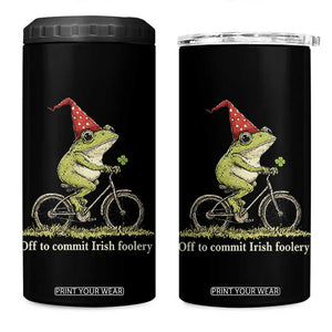 Funny Frog St Patricks Day 4 in 1 Can Cooler Tumbler Off To Commit Irish Foolery Four Leaf Clover TS11 One Size: 16 oz Black Print Your Wear