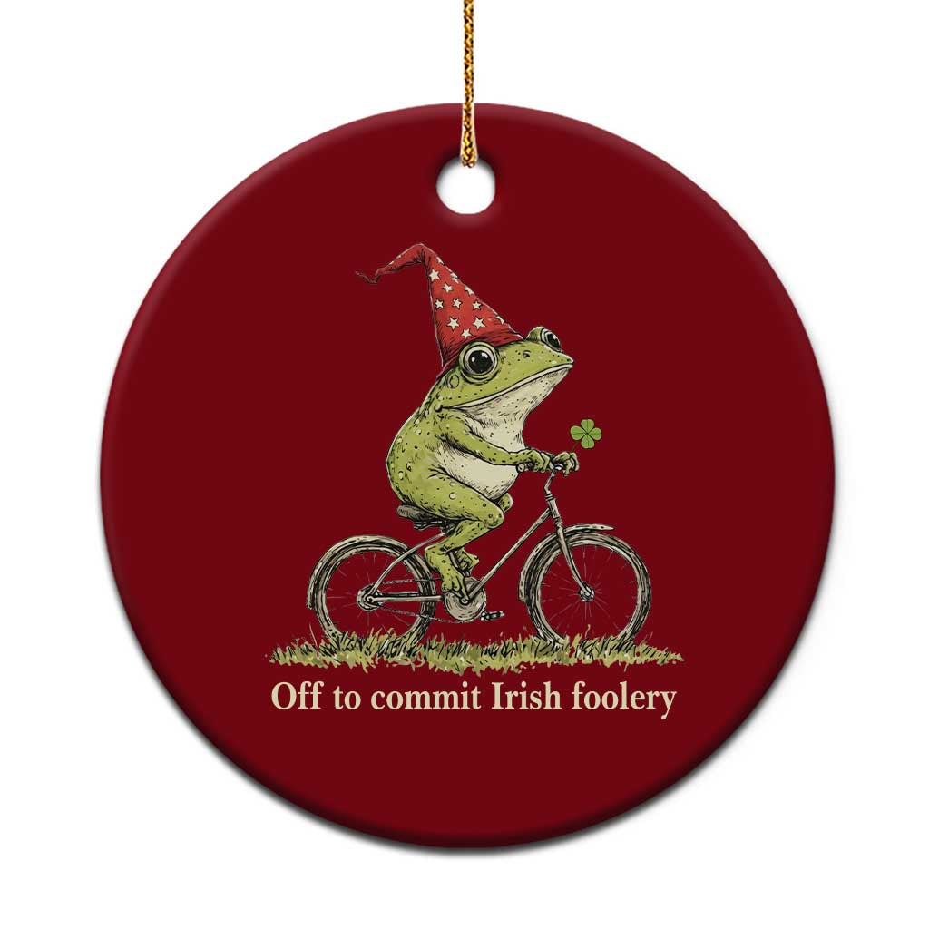 Funny Frog St Patricks Day Ceramic Ornament Off To Commit Irish Foolery Four Leaf Clover TS11 1pc Red Print Your Wear