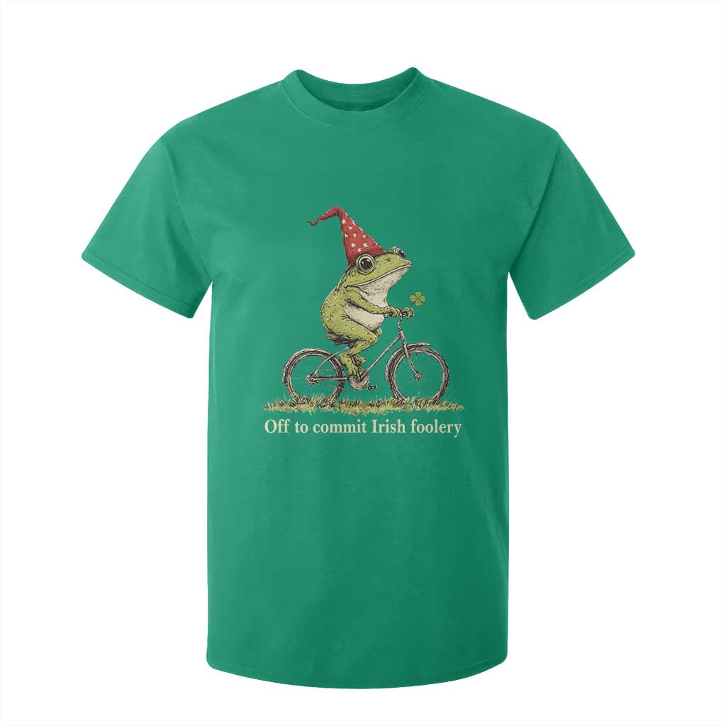 Funny Frog St Patricks Day T Shirt For Kid Off To Commit Irish Foolery Four Leaf Clover TS11 Irish Green Print Your Wear