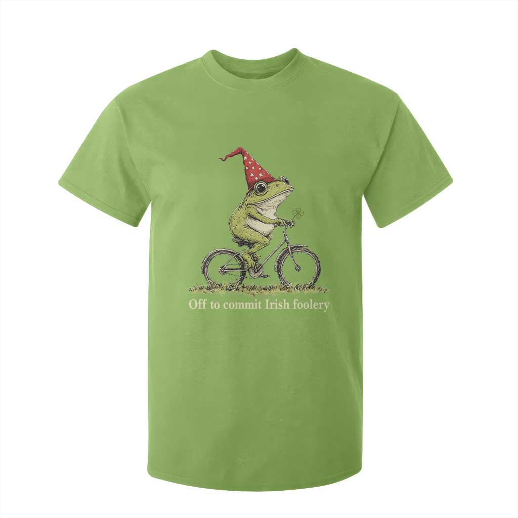 Funny Frog St Patricks Day T Shirt For Kid Off To Commit Irish Foolery Four Leaf Clover TS11 Lime Print Your Wear
