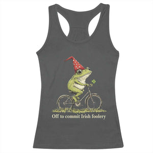 Funny Frog St Patricks Day Racerback Tank Top Off To Commit Irish Foolery Four Leaf Clover TS11 Dark Heather Print Your Wear
