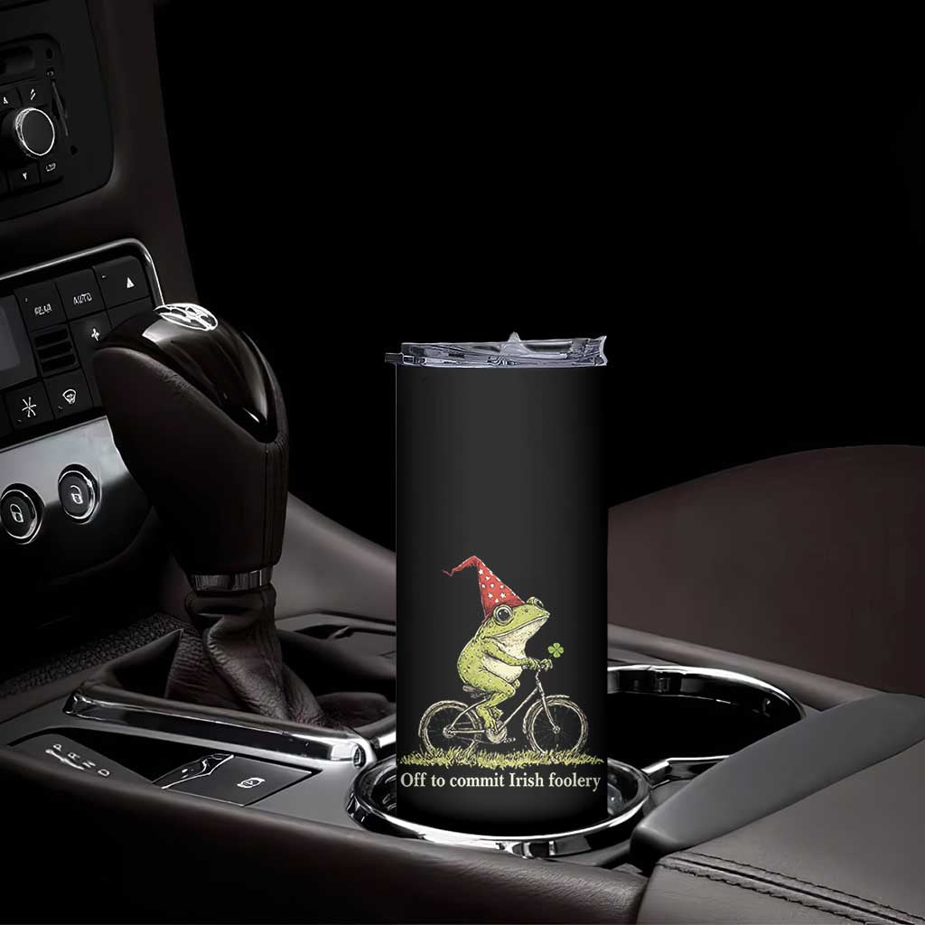 Funny Frog St Patricks Day Skinny Tumbler Off To Commit Irish Foolery Four Leaf Clover TS11 Print Your Wear