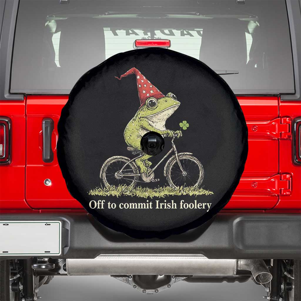 Funny Frog St Patricks Day Spare Tire Cover Off To Commit Irish Foolery Four Leaf Clover TS11 Black Print Your Wear