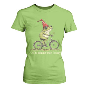 Funny Frog St Patricks Day T Shirt For Women Off To Commit Irish Foolery Four Leaf Clover TS11 Lime Print Your Wear