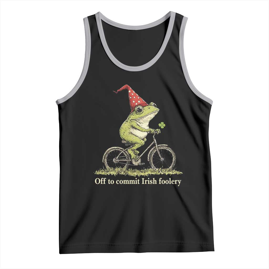 Funny Frog St Patricks Day Tank Top Off To Commit Irish Foolery Four Leaf Clover TS11 Black Athletic Heather Print Your Wear
