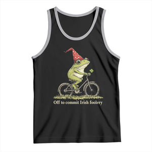 Funny Frog St Patricks Day Tank Top Off To Commit Irish Foolery Four Leaf Clover TS11 Black Athletic Heather Print Your Wear