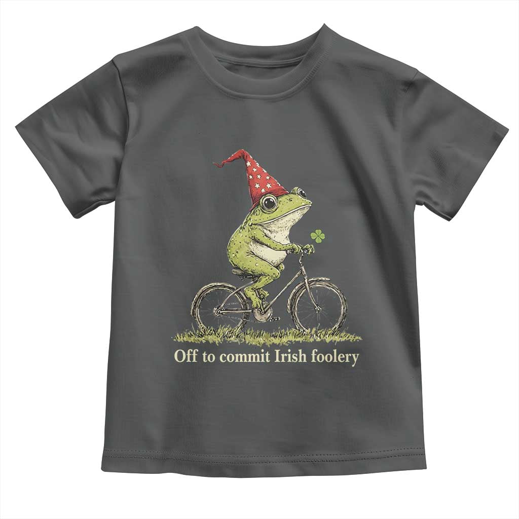 Funny Frog St Patricks Day Toddler T Shirt Off To Commit Irish Foolery Four Leaf Clover TS11 Dark Heather Print Your Wear