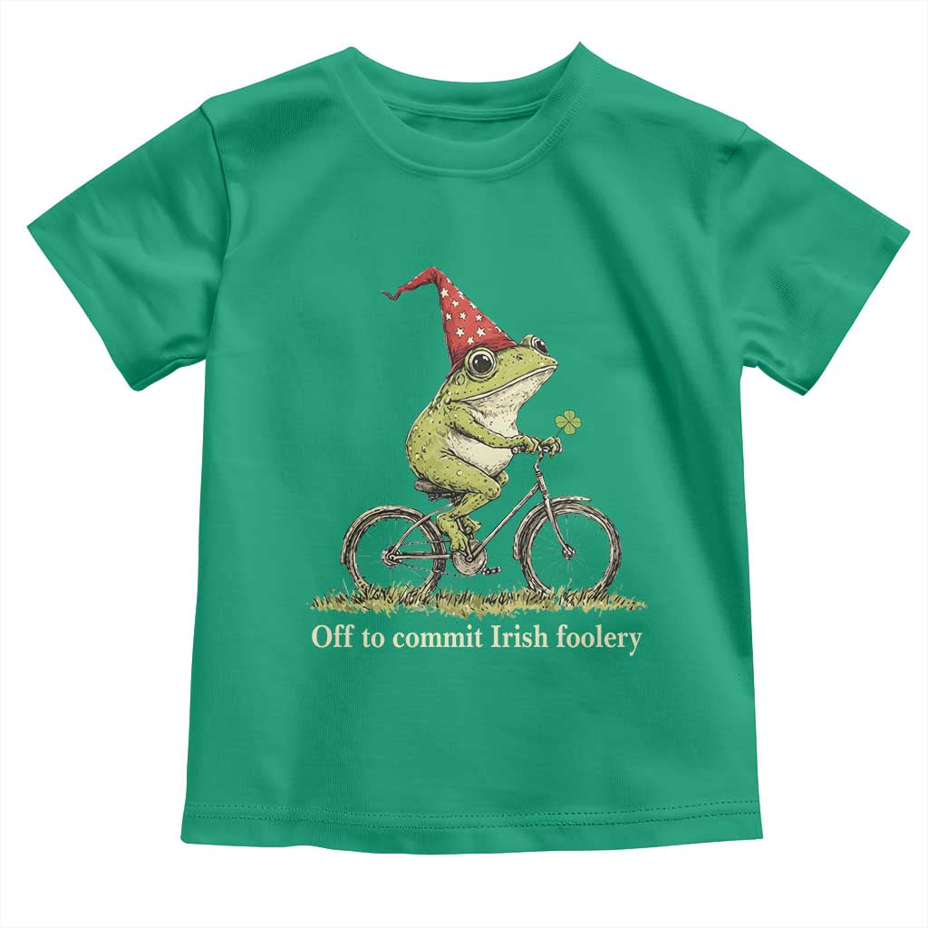 Funny Frog St Patricks Day Toddler T Shirt Off To Commit Irish Foolery Four Leaf Clover TS11 Irish Green Print Your Wear