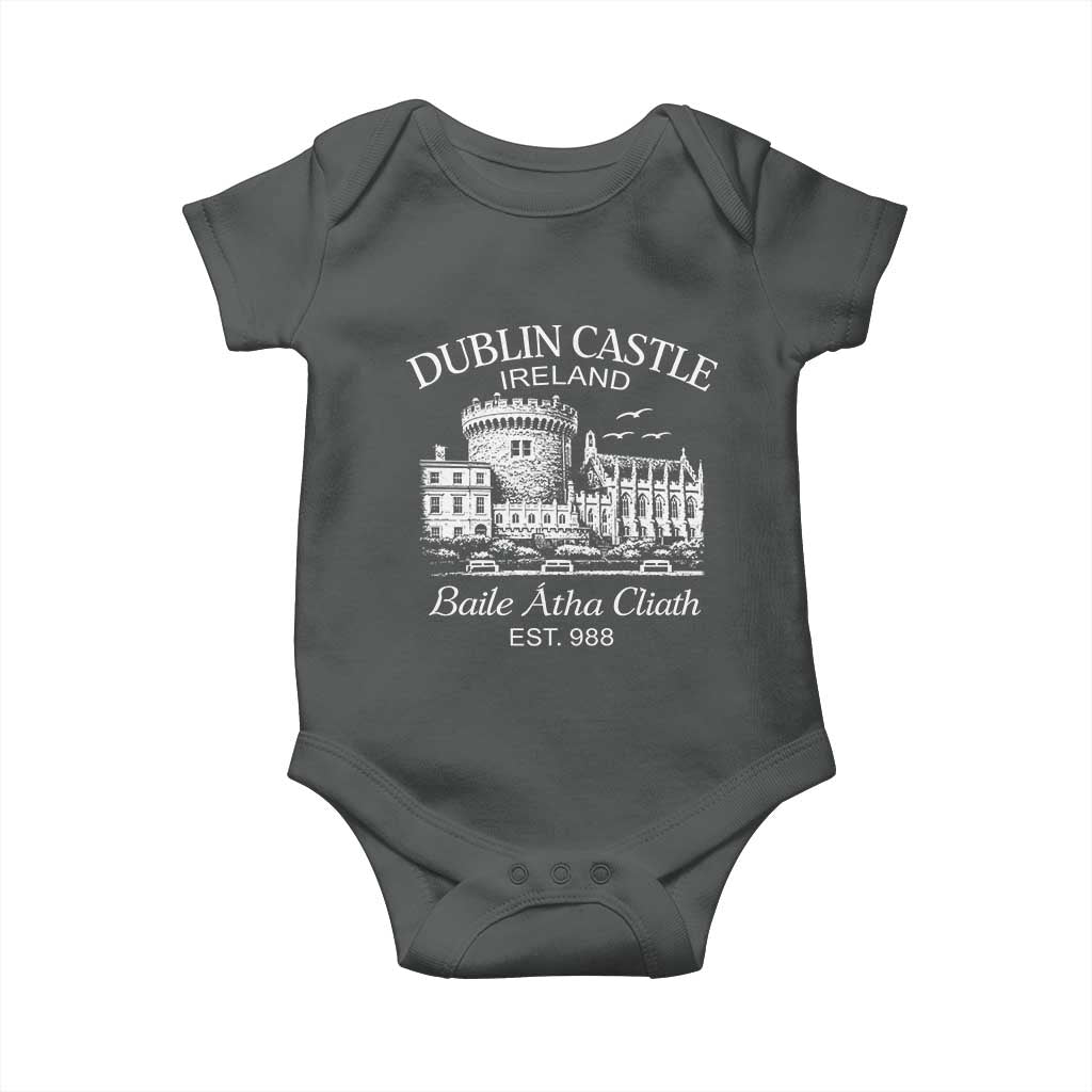 Dublin Castle Ireland Baby Onesie Baile Atha Cliath Ireland Travel Souvenir TS11 Dark Heather Print Your Wear