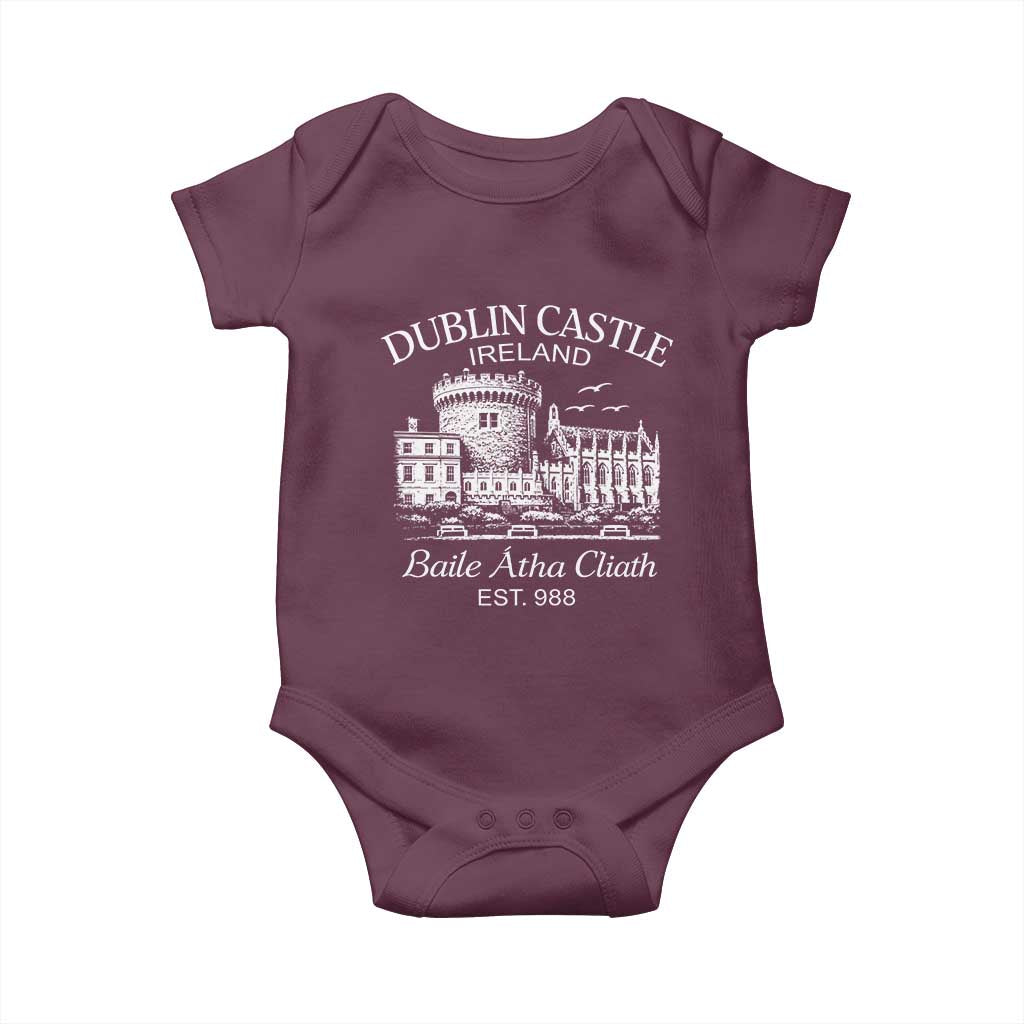 Dublin Castle Ireland Baby Onesie Baile Atha Cliath Ireland Travel Souvenir TS11 Maroon Print Your Wear