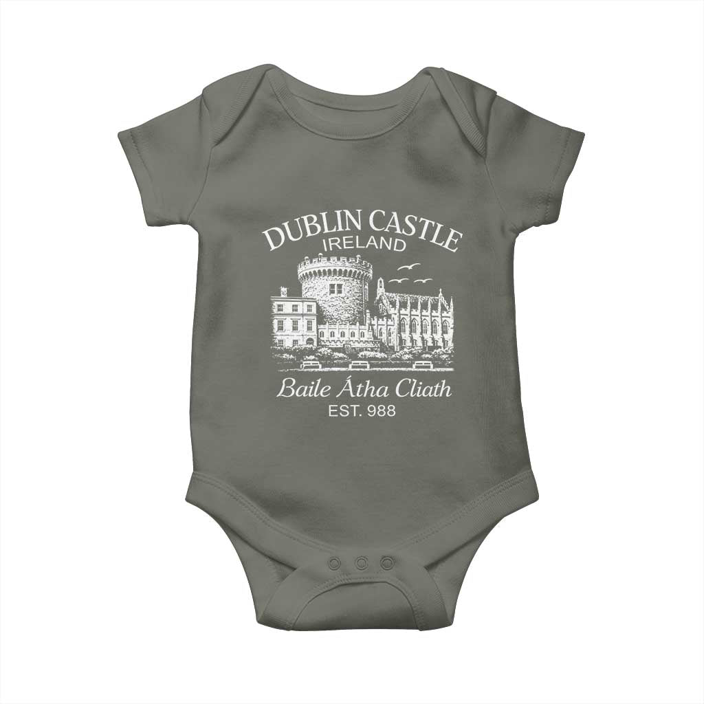 Dublin Castle Ireland Baby Onesie Baile Atha Cliath Ireland Travel Souvenir TS11 Military Green Print Your Wear
