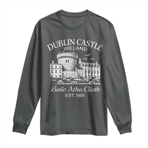 Dublin Castle Ireland Long Sleeve Shirt Baile Atha Cliath Ireland Travel Souvenir TS11 Dark Heather Print Your Wear