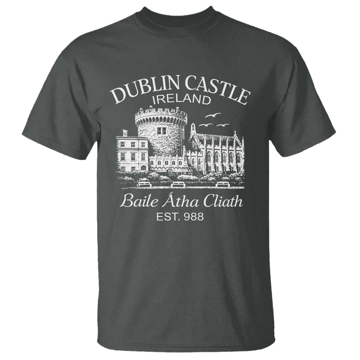 Dublin Castle Ireland T Shirt Baile Atha Cliath Ireland Travel Souvenir TS11 Dark Heather Print Your Wear