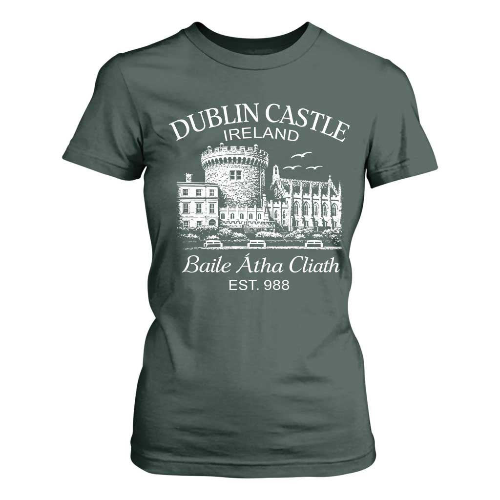 Dublin Castle Ireland T Shirt For Women Baile Atha Cliath Ireland Travel Souvenir TS11 Dark Forest Green Print Your Wear