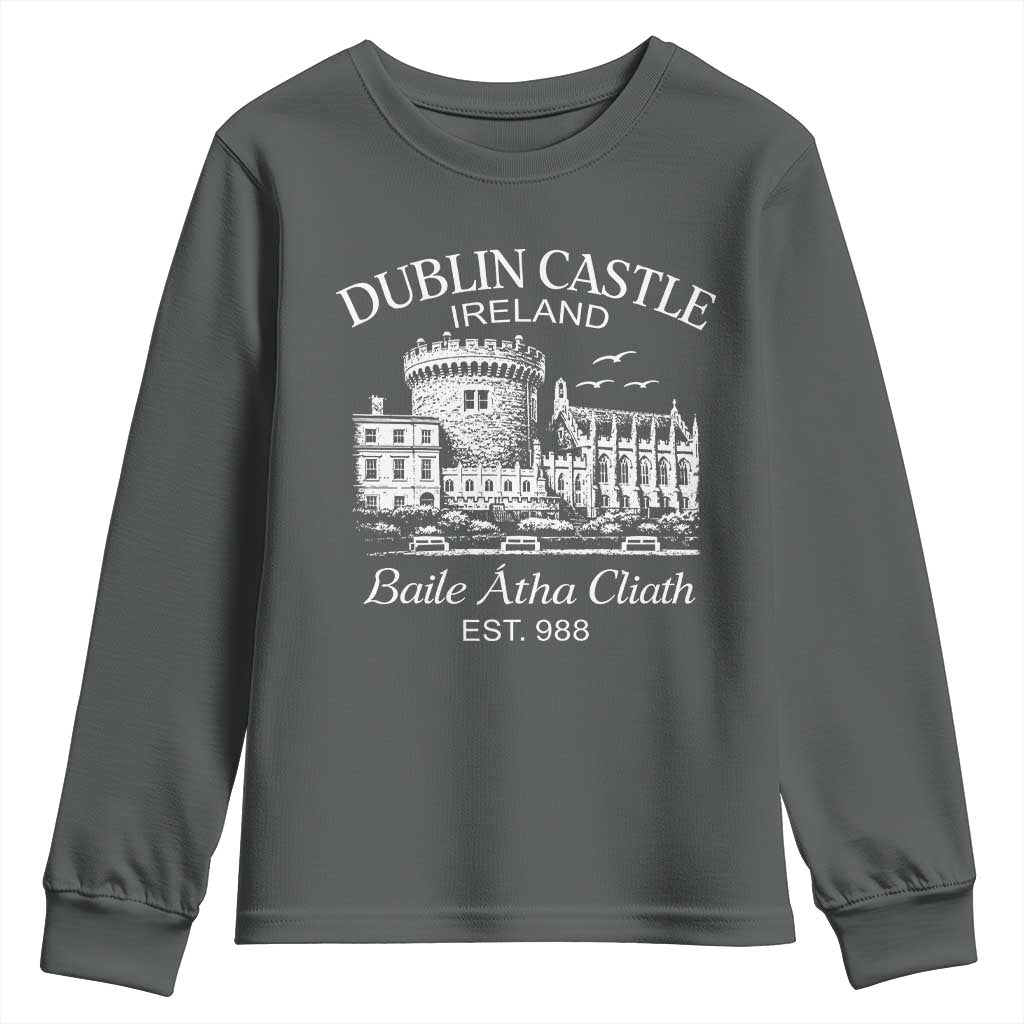 Dublin Castle Ireland Youth Sweatshirt Baile Atha Cliath Ireland Travel Souvenir TS11 Dark Heather Print Your Wear