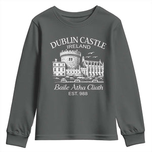Dublin Castle Ireland Youth Sweatshirt Baile Atha Cliath Ireland Travel Souvenir TS11 Dark Heather Print Your Wear