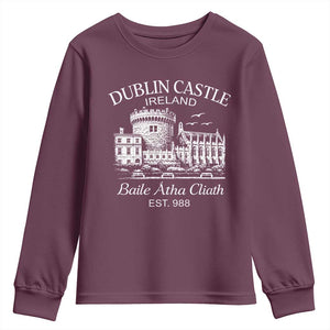 Dublin Castle Ireland Youth Sweatshirt Baile Atha Cliath Ireland Travel Souvenir TS11 Maroon Print Your Wear