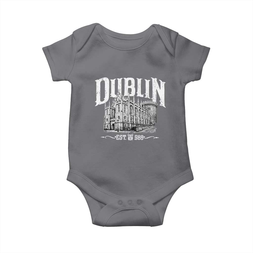 Dublin Castle Ireland Est 988 Travel Souvenir Baby Onesie TS11 Charcoal Print Your Wear
