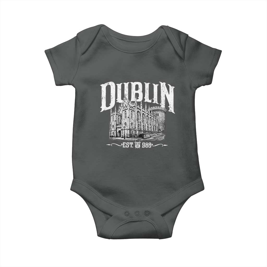 Dublin Castle Ireland Est 988 Travel Souvenir Baby Onesie TS11 Dark Heather Print Your Wear