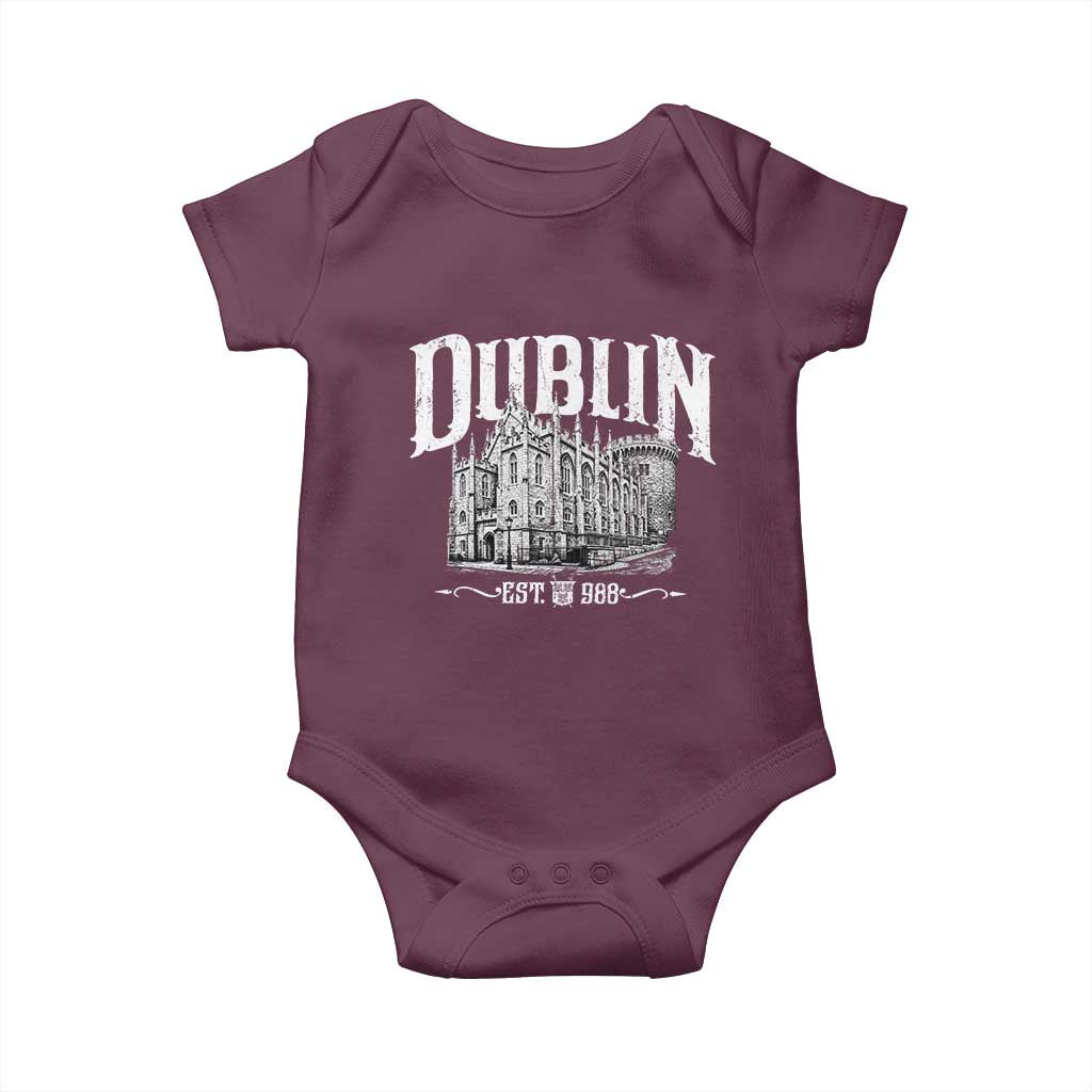 Dublin Castle Ireland Est 988 Travel Souvenir Baby Onesie TS11 Maroon Print Your Wear