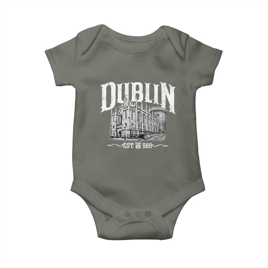 Dublin Castle Ireland Est 988 Travel Souvenir Baby Onesie TS11 Military Green Print Your Wear