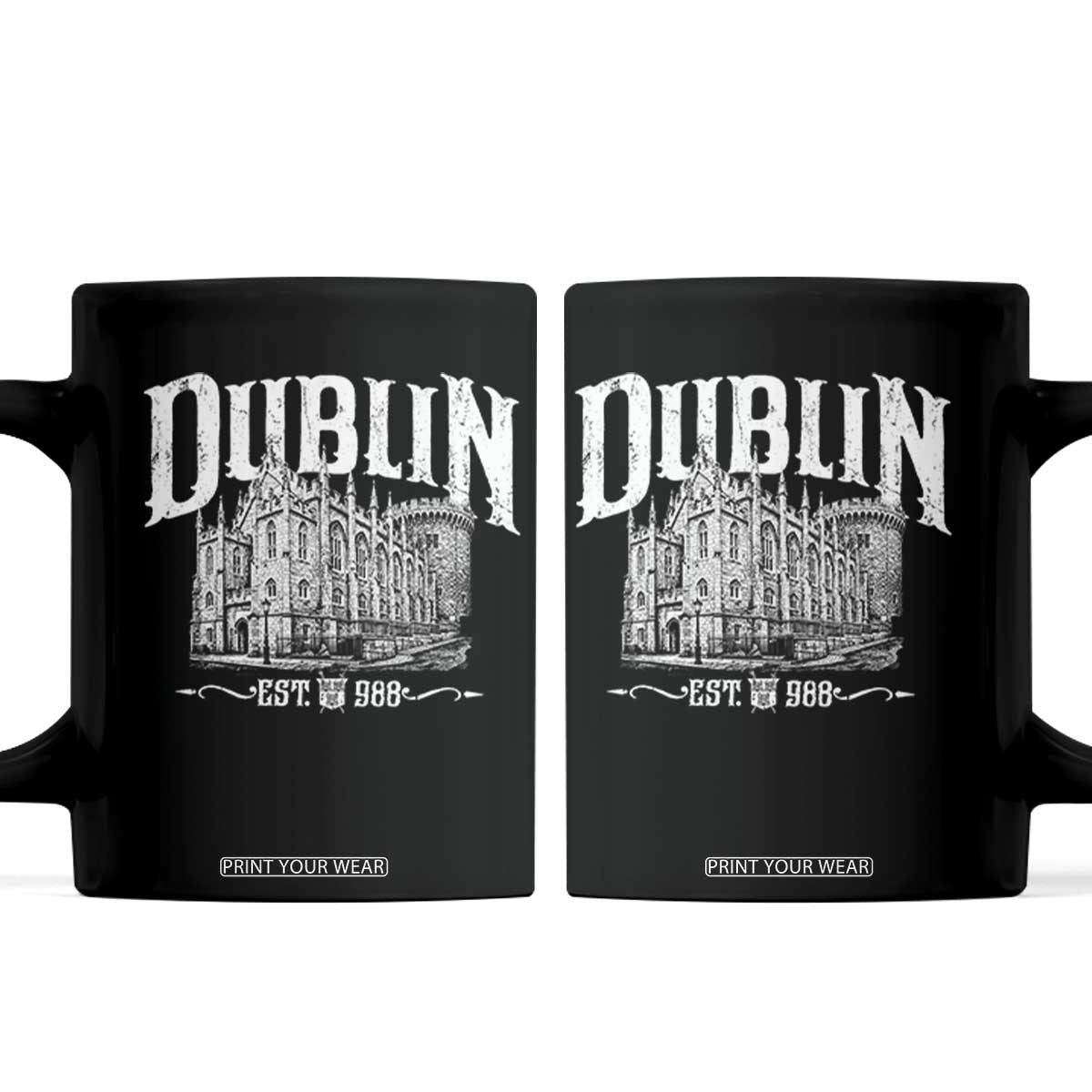 Dublin Castle Ireland Est 988 Travel Souvenir Coffee Mug TS11 Black Print Your Wear