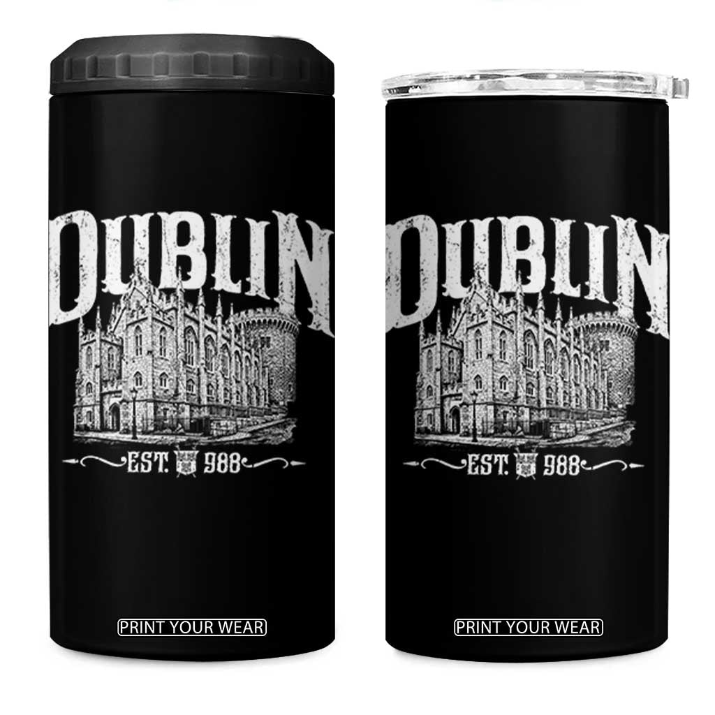 Dublin Castle Ireland Est 988 Travel Souvenir 4 in 1 Can Cooler Tumbler TS11 One Size: 16 oz Black Print Your Wear