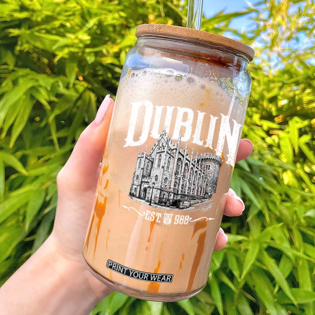Dublin Castle Ireland Est 988 Travel Souvenir Glass Can TS11 Black Print Your Wear