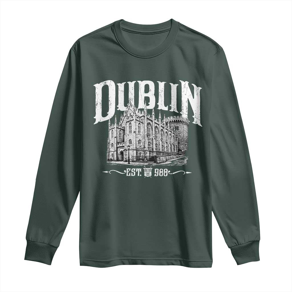 Dublin Castle Ireland Est 988 Travel Souvenir Long Sleeve Shirt TS11 Dark Forest Green Print Your Wear